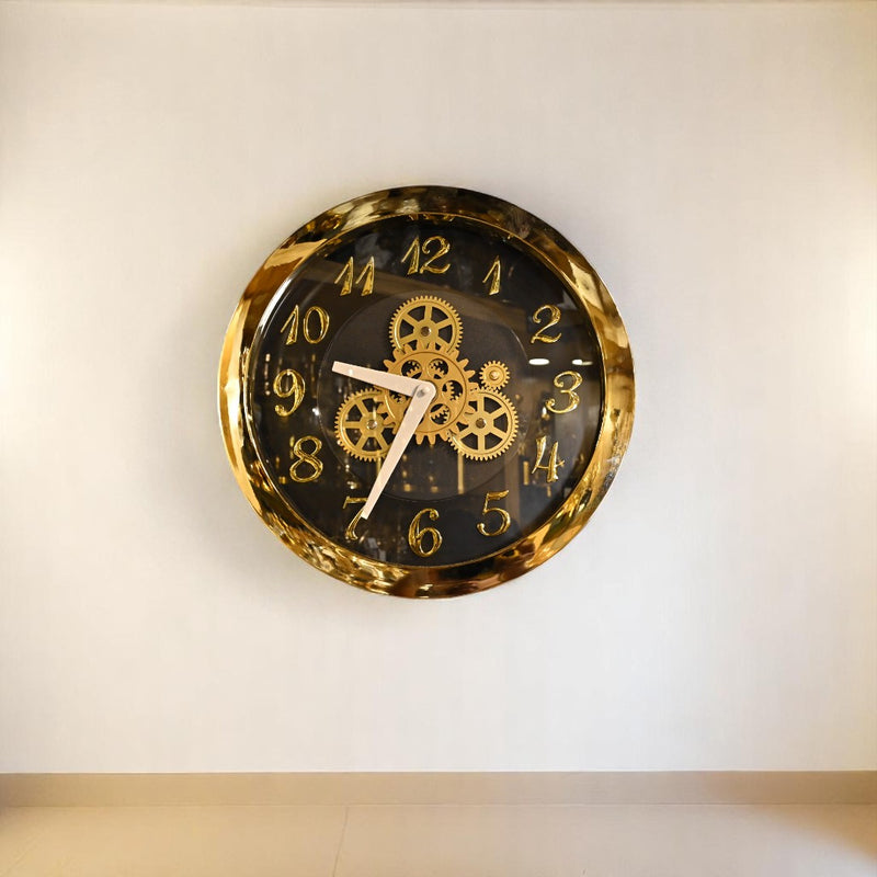 Aurora Luxe Gold Gears Wall Clock
