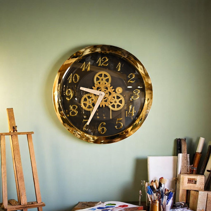 Aurora Luxe Gold Gears Wall Clock