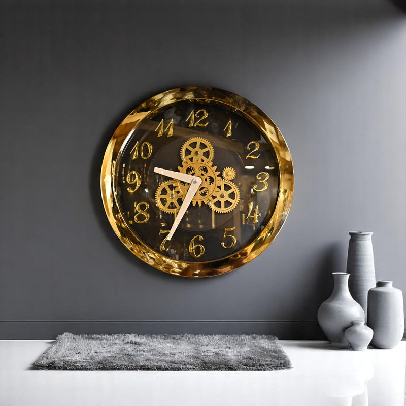 Aurora Luxe Gold Gears Wall Clock
