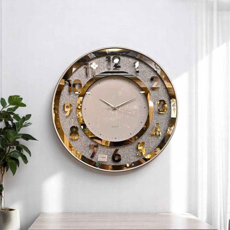 Luxe Orbit Silver Glittered Wall Clock