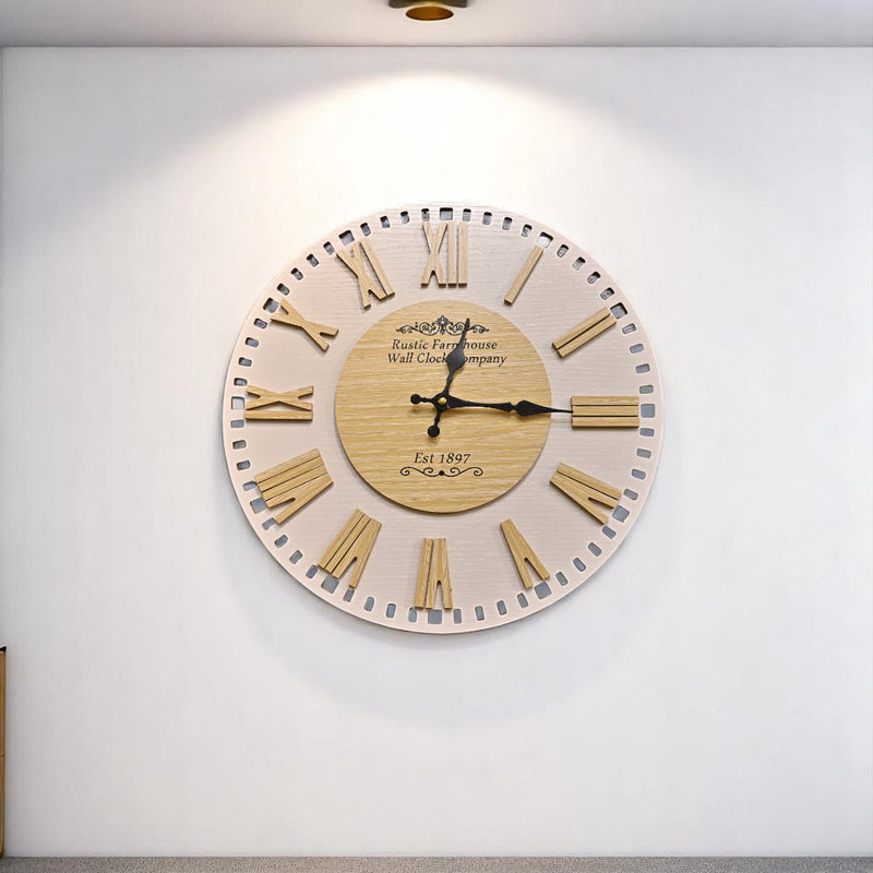 Timber Elegance Gold Wooden Wall Clock