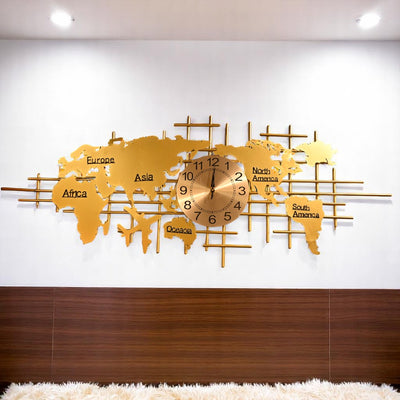 Metallic Map Wall Clock