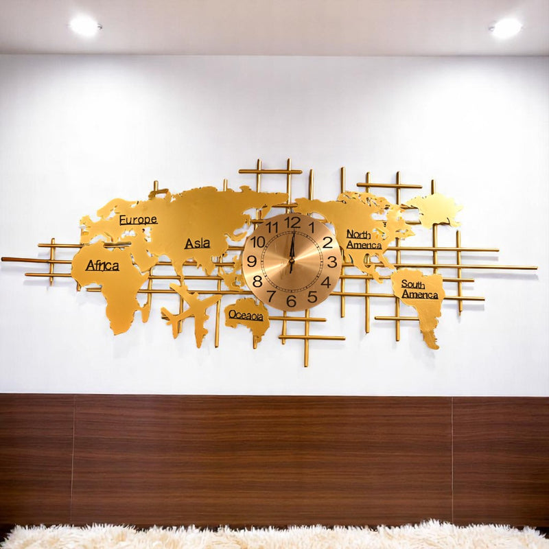 Metallic Map Wall Clock