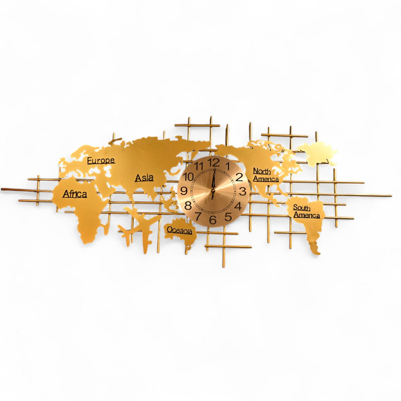 Metallic Map Wall Clock