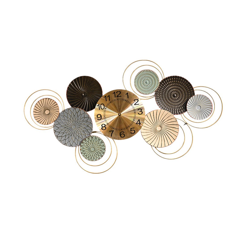 Round Floral Brass Motive Wall Clock