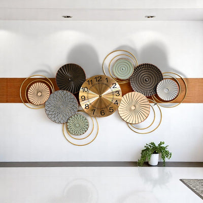 Round Floral Brass Motive Wall Clock