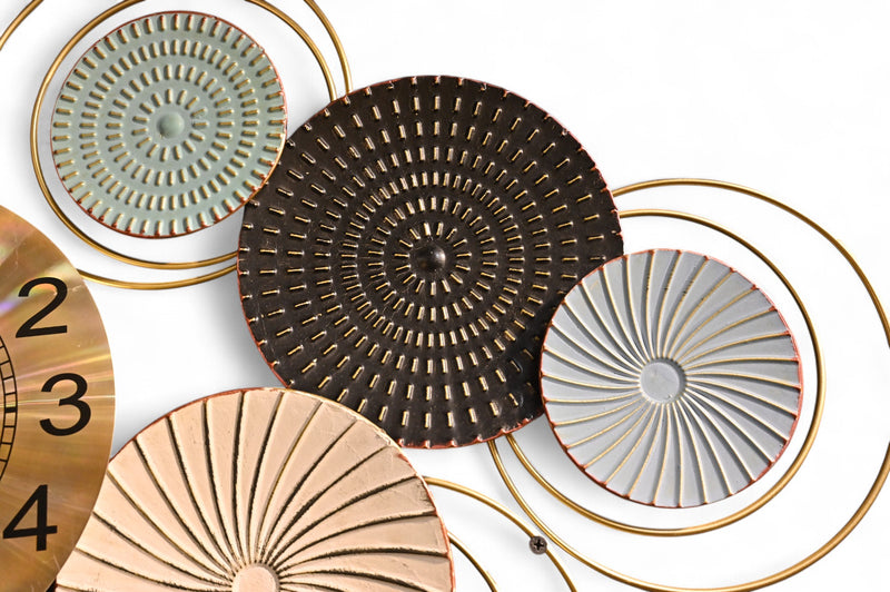 Round Floral Brass Motive Wall Clock