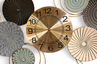 Round Floral Brass Motive Wall Clock