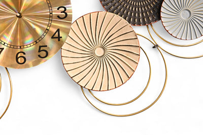 Round Floral Brass Motive Wall Clock
