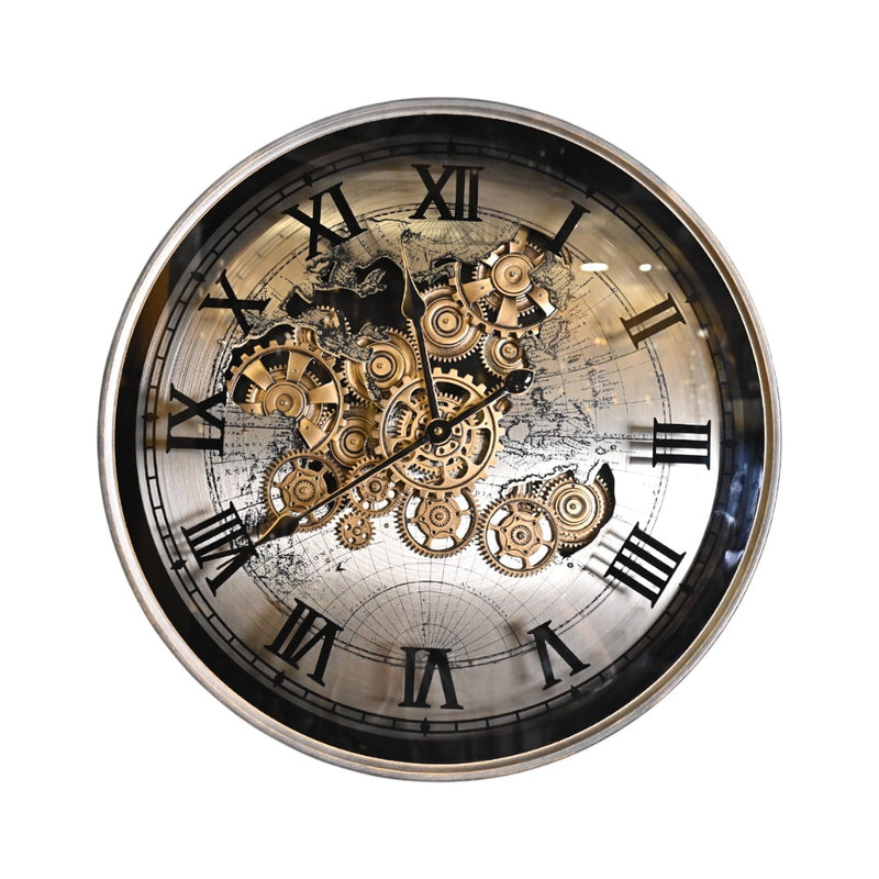 Roland Round Industrial Moving Cogs Wall Clock