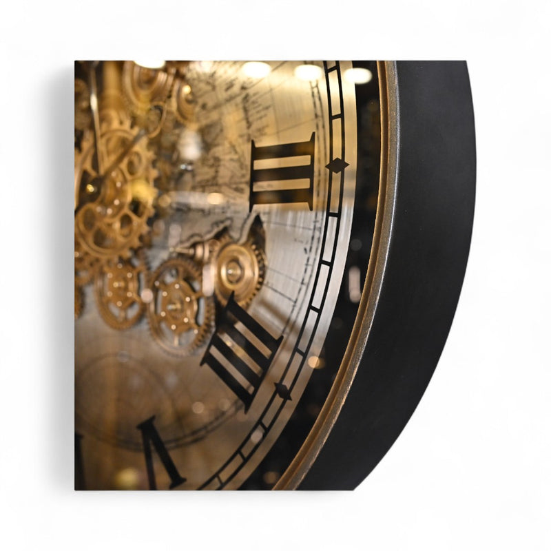Roland Round Industrial Moving Cogs Wall Clock
