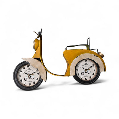 Yellow Scooter Metallic Wall Clock
