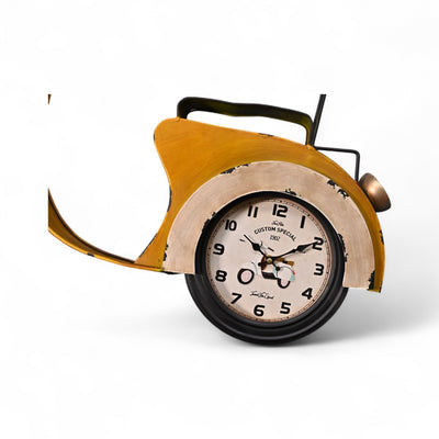 Yellow Scooter Metallic Wall Clock