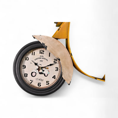 Yellow Scooter Metallic Wall Clock