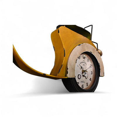 Yellow Scooter Metallic Wall Clock