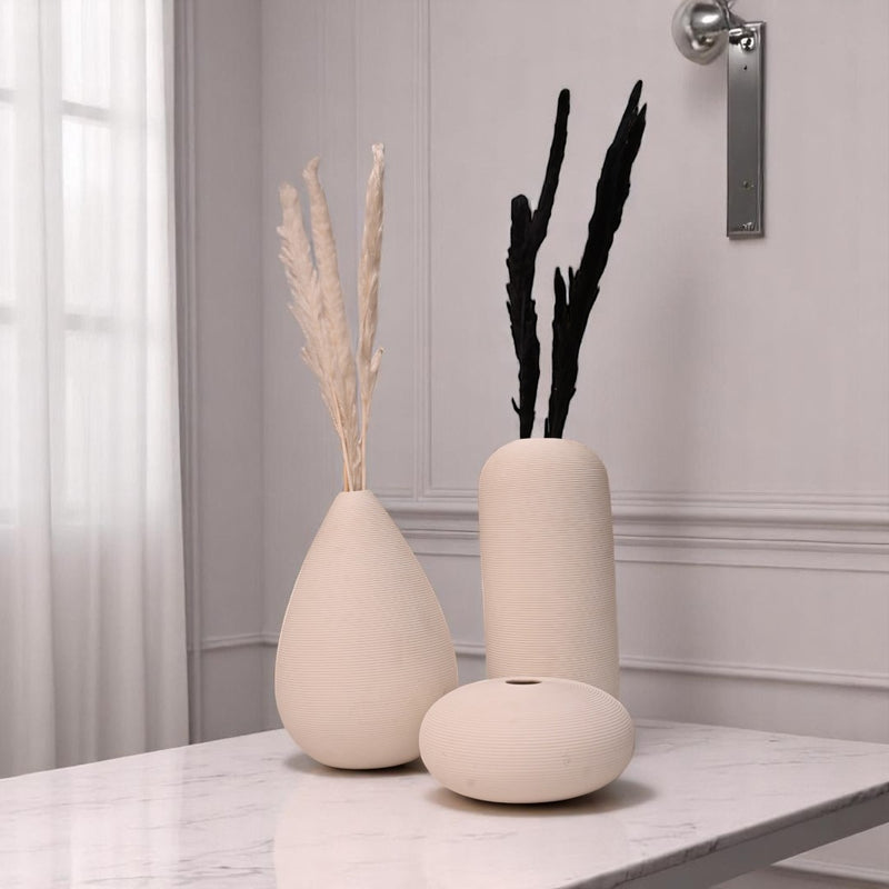 Luna Form Trio Ceramic Vases