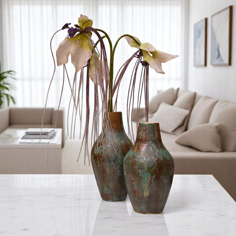Verdigris Echo Ceramic Vases