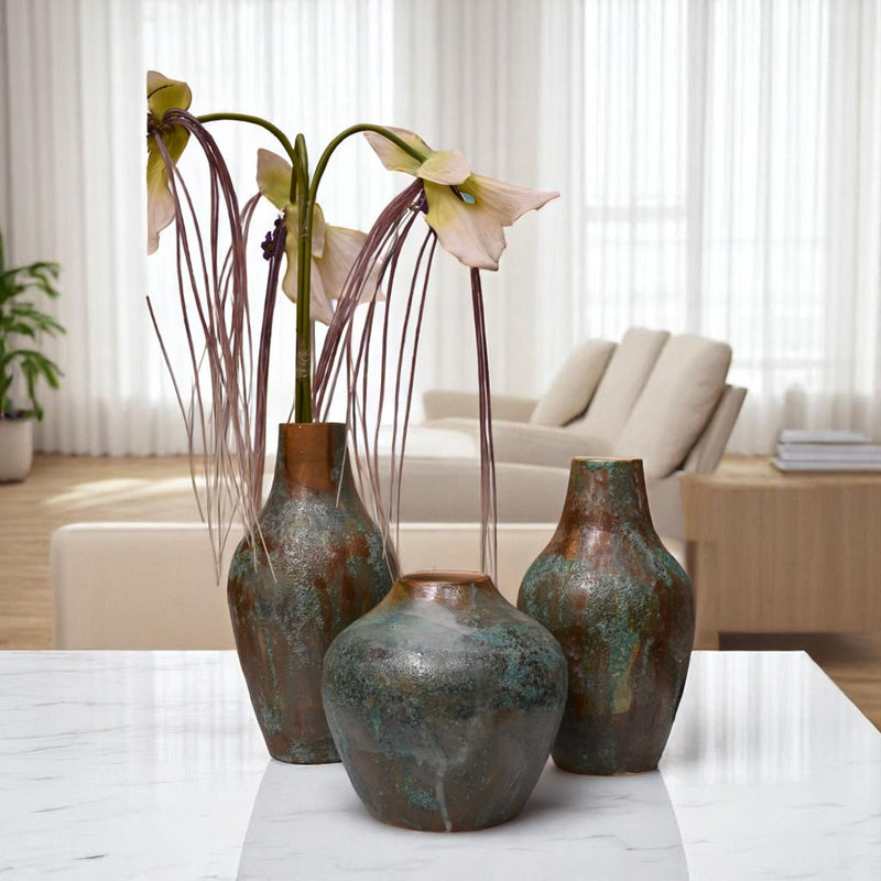 Verdigris Echo Ceramic Vases