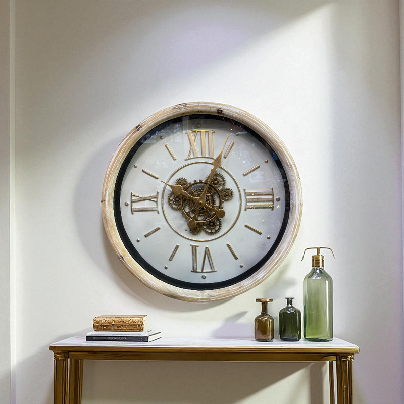 Ivory Roman Gear Wall Clock – Classic Elegance Collection