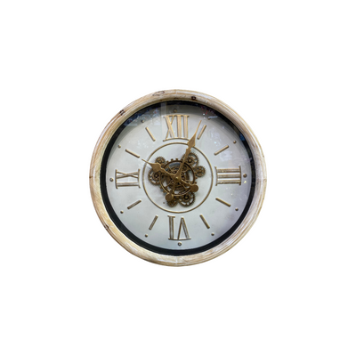 Ivory Roman Gear Wall Clock – Classic Elegance Collection