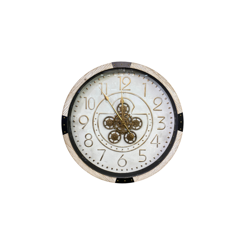 Vintage Ivory Gearwork Wall Clock