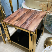 Modern Imported Stainless Steel Side Tables with Marble-Top