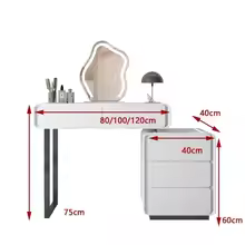 Aurora Modern Leather White Dressing Table With LED Mirror