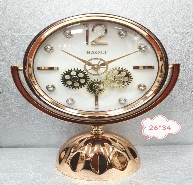Vintage Gear Elegance Table Clock