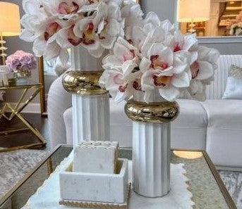 Luxury White-Gold Ceramic Vases