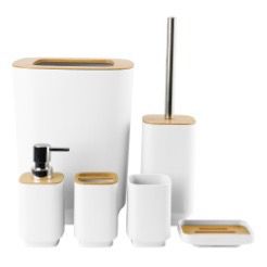 Square Bamboo Bathroom Accessories (Set of 6 Pieces)