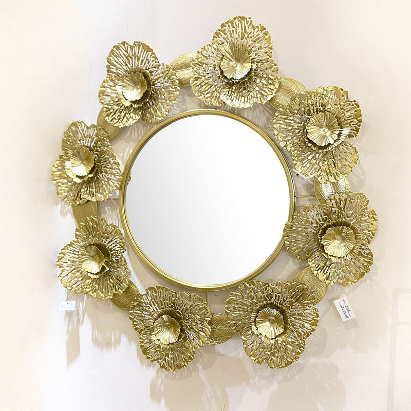 Floral Gold Metal Wall Mirror