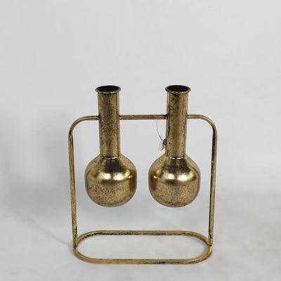 Twin Elegance Gold Vase Stand