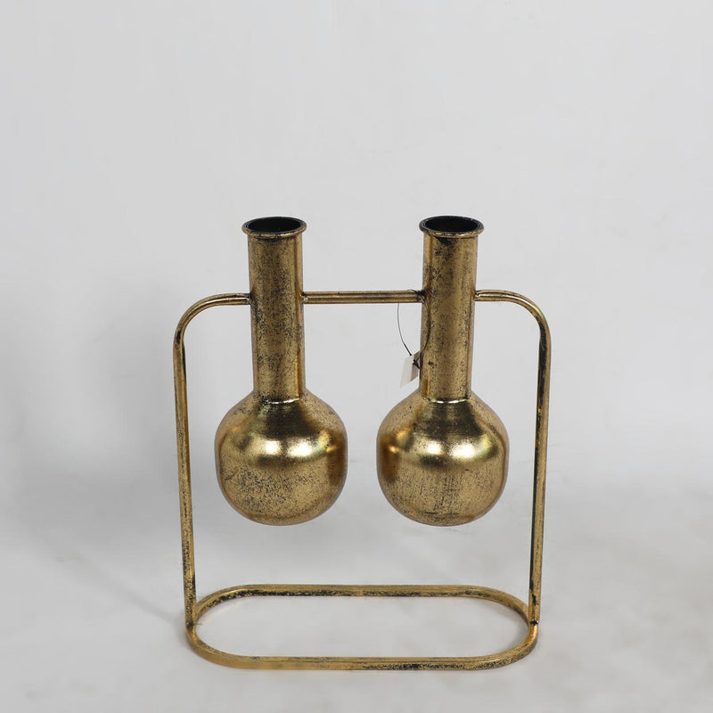 Twin Elegance Gold Vase Stand