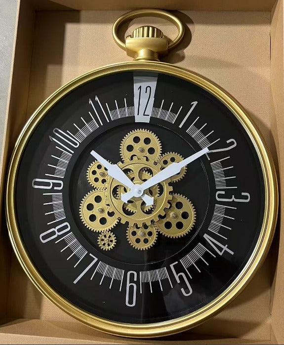 Golden Gearwork Wall Clock