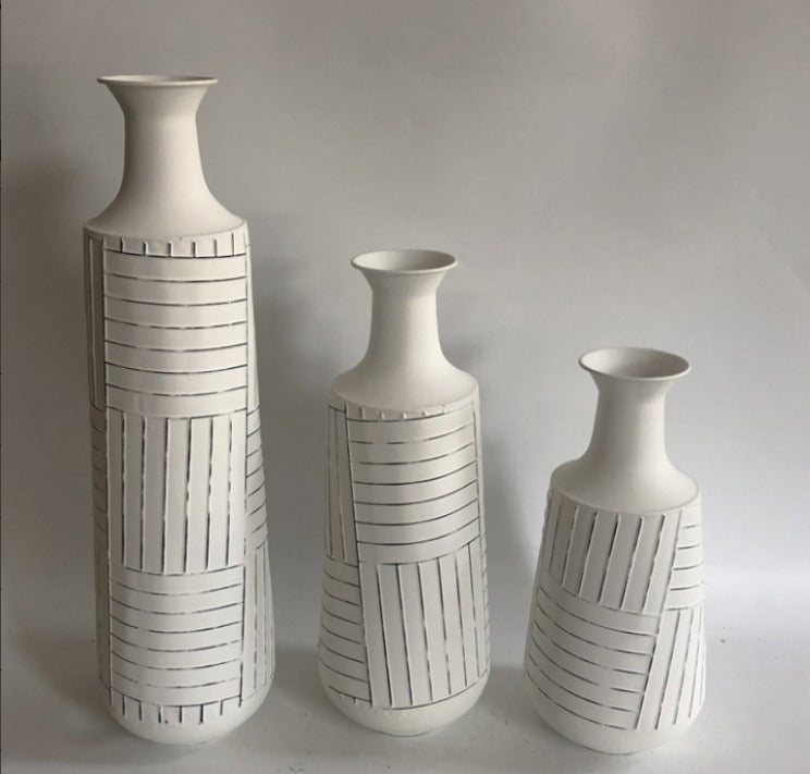 Geometric Harmony Metal Vase Set