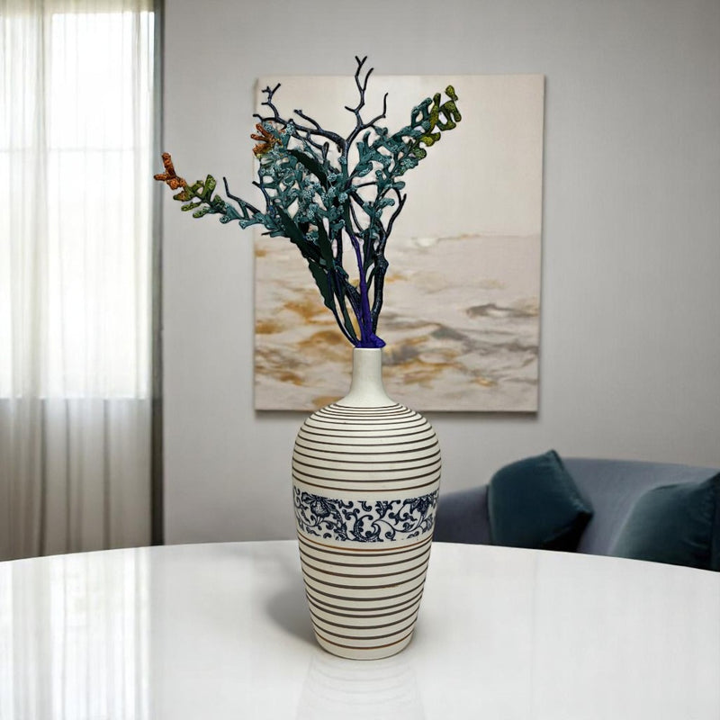 Indigo Linear Ceramic Vases
