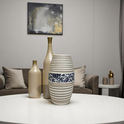 Indigo Linear Ceramic Vases