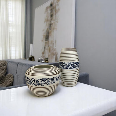 Indigo Linear Ceramic Vases