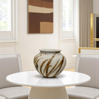 Brown Marbled Elegance Ceramic Vase