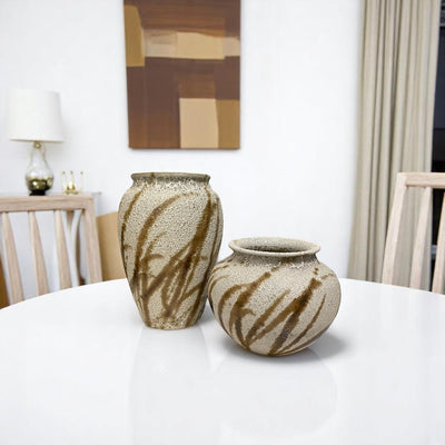 Brown Marbled Elegance Ceramic Vase