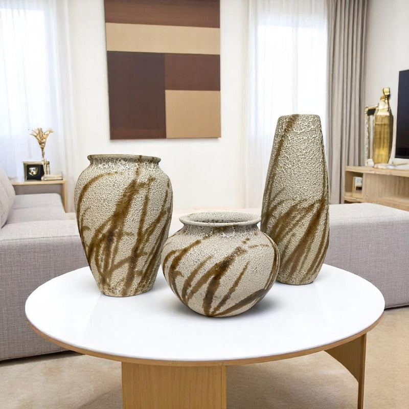 Brown Marbled Elegance Ceramic Vase