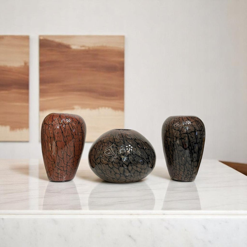 Italian Murano Brown Glass Vases Set