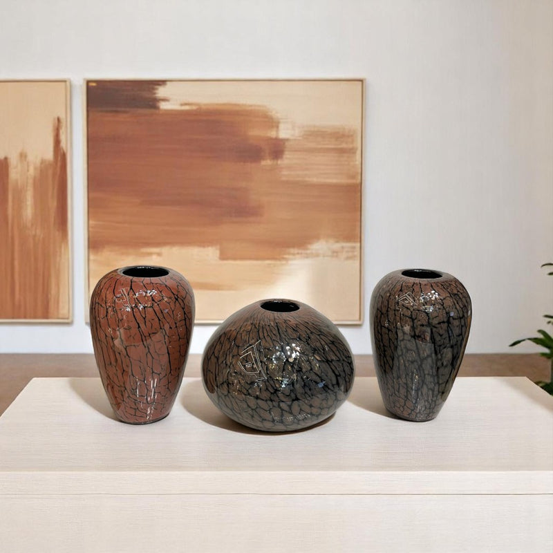 Italian Murano Brown Glass Vases Set