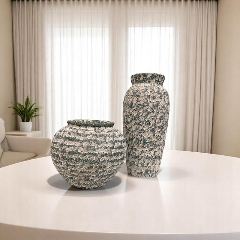 Green-striped Horizon Ceramic Vases