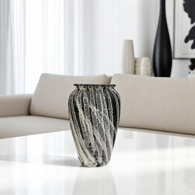 Luxe Black Textured Ceramic Vases