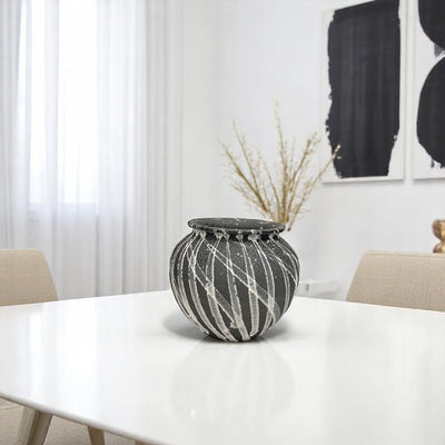 Luxe Black Textured Ceramic Vases