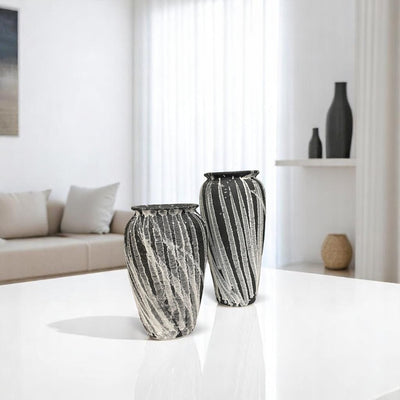 Luxe Black Textured Ceramic Vases