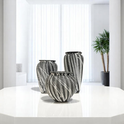 Luxe Black Textured Ceramic Vases