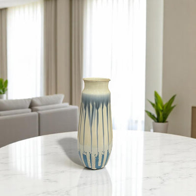 Serene Blue Drip Glaze Ceramic Vase Set
