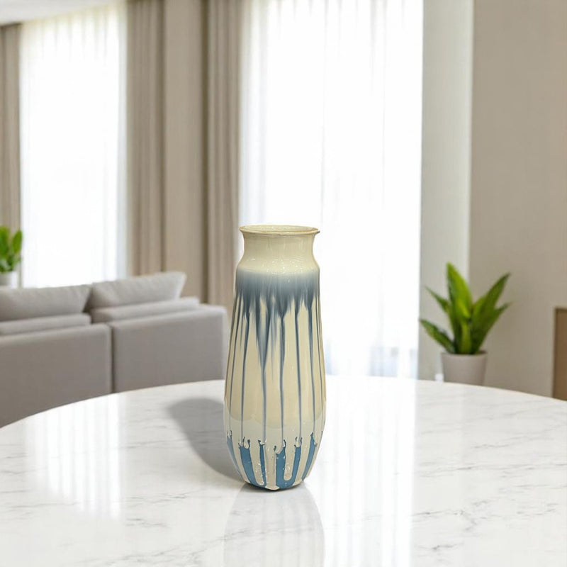 Serene Blue Drip Glaze Ceramic Vase Set
